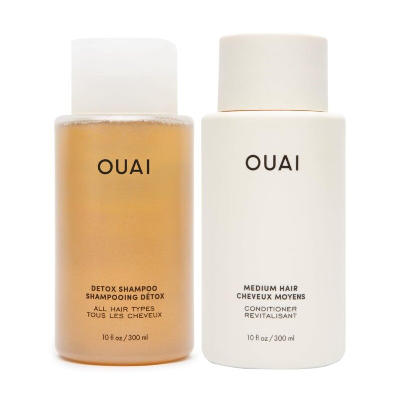 1 pack of OUAI Detox Shampoo Medium Hair Conditioner Bundle Clarifying Shampoo to remove dirt, oil, and product buildup, and is suitable for hard water
