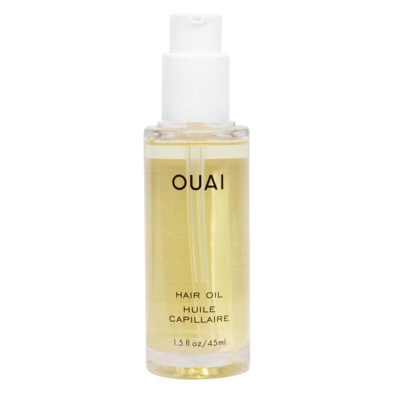 1 pack of OUAI Hair Oil. Heat-protective hair oil that controls frizz. Adds shine and smoothes split ends. The formula is safe for color-treated hair.