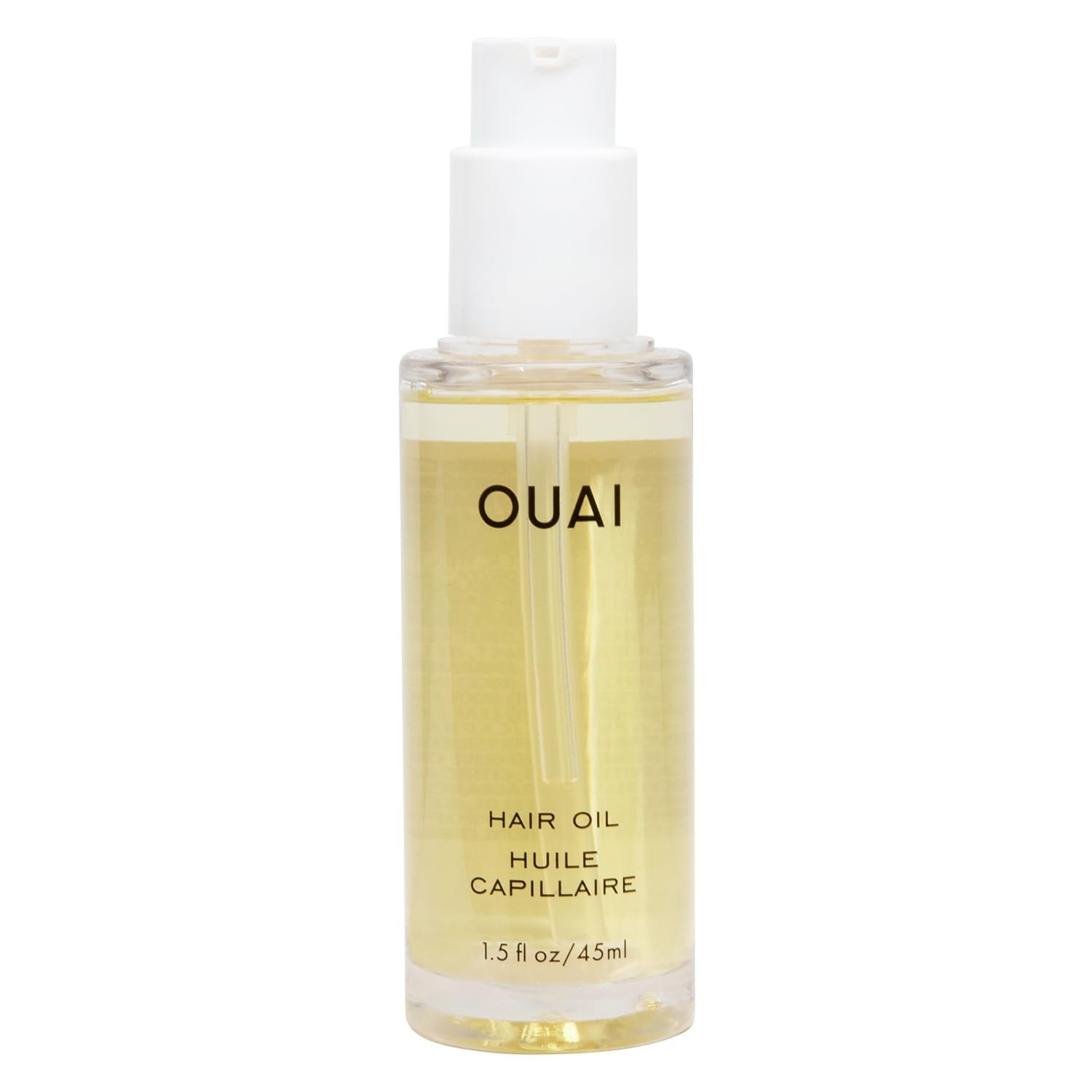1 pack of OUAI Hair Oil. Heat-protective hair oil that controls frizz. Adds shine and smoothes split ends. The formula is safe for color-treated hair.