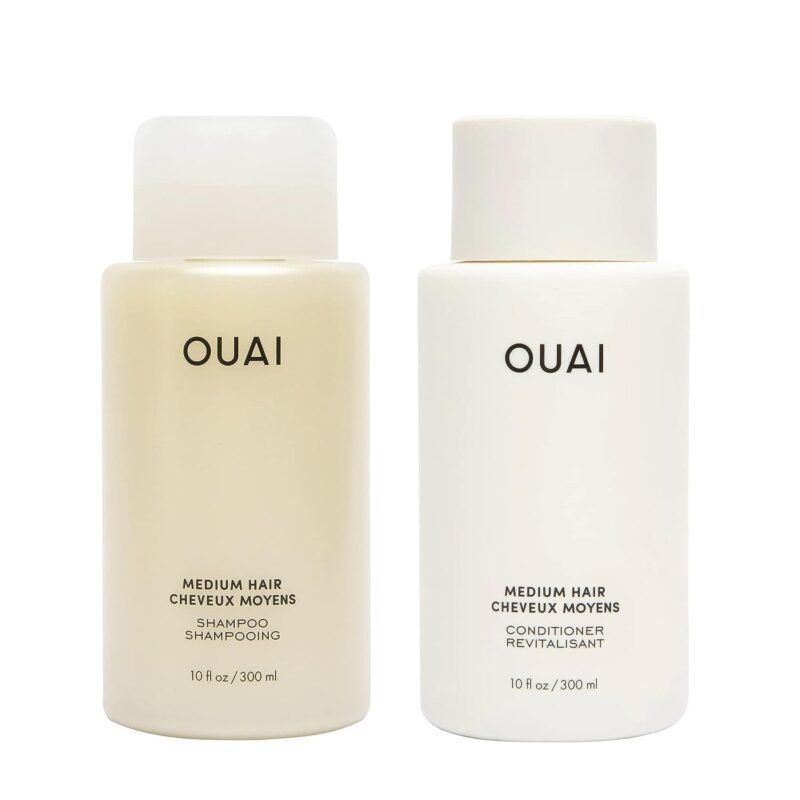 1 Pack OUAI Medium Hair Shampoo and Conditioner Set, Sulfate Free, Women & Men, Keratin.