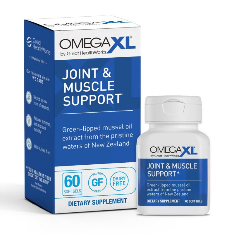 1 Pack OmegaXL Joint Support Supplement for Pain Relief, Natural Muscle Support, Green-Lipped Mussel Oil in Softgels, Drug-Free.